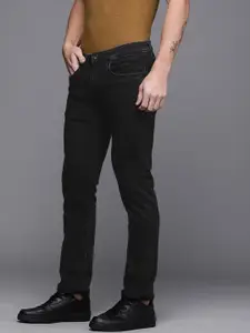 Louis Philippe Jeans Men Black Matt Slim Fit Low-Rise Light Fade Stretchable Jeans