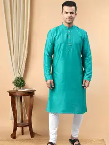 TATTVA Men Blue Pure Cotton Kurta with Churidar