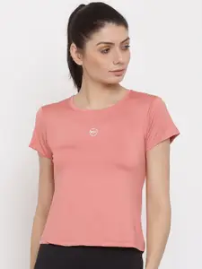 MKH Women Pink Solid Dri-FIT Running T-shirt