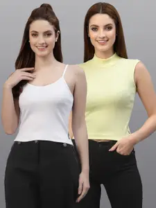 Friskers Pack of 2 White & Yellow Fitted Tops