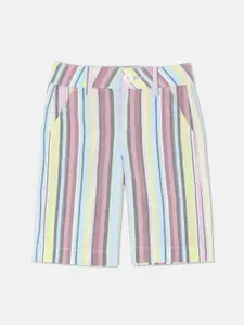 United Colors of Benetton Girls Multicoloured Striped Shorts