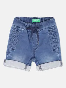 United Colors of Benetton Boys Navy Blue Washed Denim Shorts