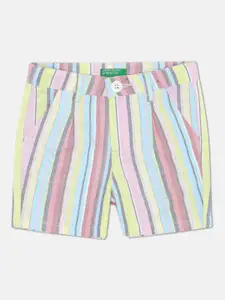 United Colors of Benetton Girls Multicoloured Striped Shorts
