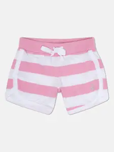 United Colors of Benetton Girls Pink Striped Shorts
