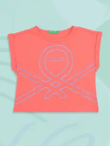 United Colors of Benetton Girls Coral Printed T-shirt