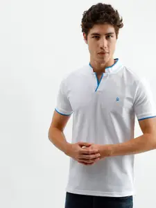 United Colors of Benetton Men White Solid Polo Collar T-shirt