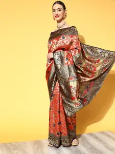 Saree mall Red & Golden Woven Design Banarasi Saree