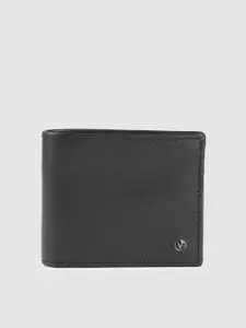 Van Heusen Men Black Solid Leather Two Fold Wallet