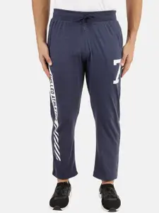 V-Mart Men Navy Blue Graphic Printed Cotton Track Pants