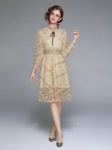 JC Collection Women Beige Fit And Flare Dress