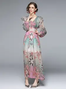 JC Collection Women Pink Floral Maxi Dress