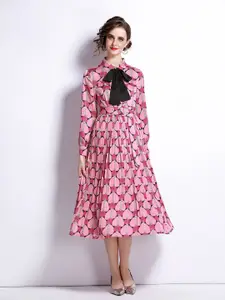 JC Collection Pink Printed Midi Dress