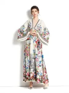 JC Collection Beige Floral Maxi Dress