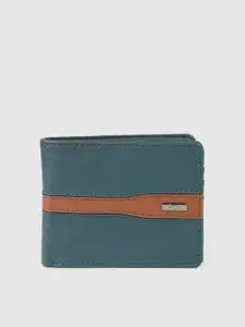 Baggit Men Blue & Tan Colourblocked Two Fold Wallet