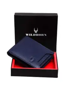 WildHorn Men Navy Genuine Leather Wallet