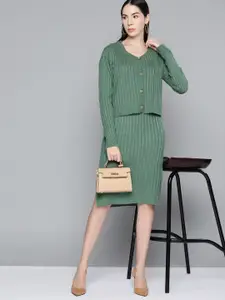 Chemistry Green Cable Knit Sweater Dress with Pullover