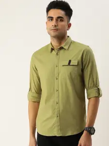 FOREVER 21 Men Olive Green Solid Regular Fit Casual Shirt