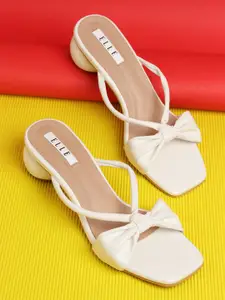 ELLE White Block Sandals with Bows