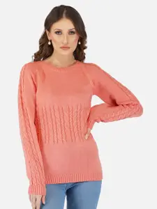 JoE Hazel Women Coral Cable Knit Pullover