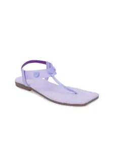 SHUZ TOUCH Women Lavender Solid T-Strap Flats