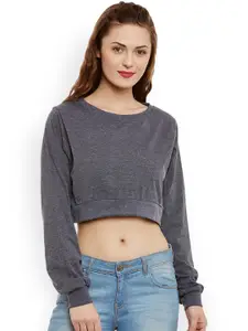 Miss Chase Charcoal Grey Crop Pure Cotton Top