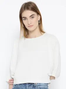 Miss Chase Women White Solid Styled Back Top