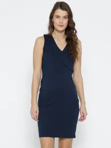 Miss Chase Women Navy Blue Solid Bodycon Dress
