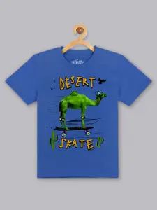 Kids Ville Boys Blue Printed Round Neck Pure Cotton T-Shirt