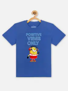 Kids Ville Boys Blue Minions Printed Pure Cotton T-shirt