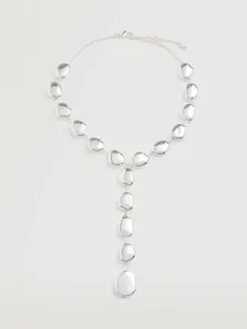 MANGO Silver-Toned Beaded Necklace