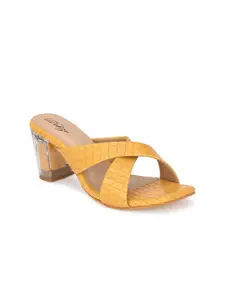 Delize Yellow Textured Block Sandals