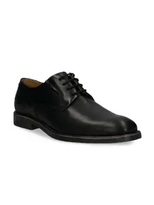 Bugatti Men Black Textured Leather Formal Derby Shoes