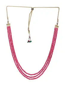 Runjhun Pink Onyx Studded Brass Gold-Plated Layered Necklace