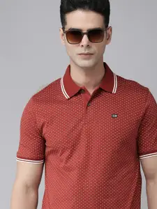 Arrow Sport Men Red Printed Pure Cotton T-shirt