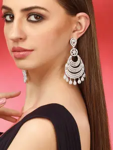 Rubans Silver-Plated Contemporary Chandbalis Earrings