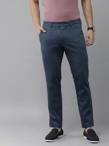 Arrow Sport Men Blue Printed Original Slim Fit Low-Rise Regular Trousers