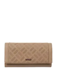Mochi Women Beige Geometric Textured Two Fold Wallet
