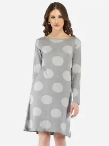 JoE Hazel Women Grey Printed T-shirt Dress