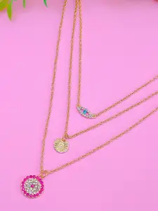 Crunchy Fashion Gold-Toned & White Gold-Plated Layered Necklace