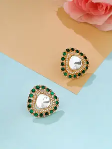 VIRAASI Green Contemporary Studs Earrings