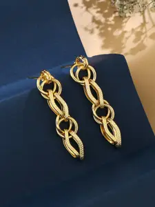 VIRAASI Women Gold-Toned Contemporary Chain Design Drop Earrings