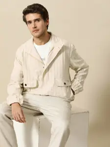 Mr Bowerbird Men Beige Off White Striped Tailored Jacket