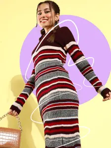 all about you Multicoloured Striped Cold Crush Midi Sweater Dress