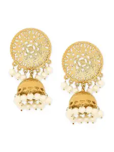 Mahi Gold-Toned Circular Jhumkas Earrings