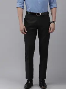 Arrow Men Charcoal Grey Originals Hudson Tailored Fit Textured Trousers