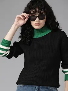 Roadster Women Black Ribbed Sweater