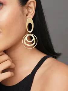 Binnis Wardrobe Gold-Toned Contemporary Drop Earrings