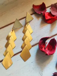 Binnis Wardrobe Gold-Toned Contemporary Drop Earrings