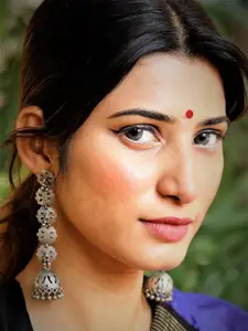 Binnis Wardrobe Silver-Toned Contemporary Jhumkas Earrings