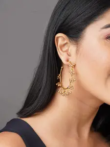 Binnis Wardrobe Gold-Toned Contemporary Half Hoop Earrings